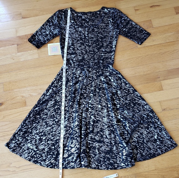 Lularoe Black and Metallic Silver Nicole Dress NWT - Picture 5 of 7
